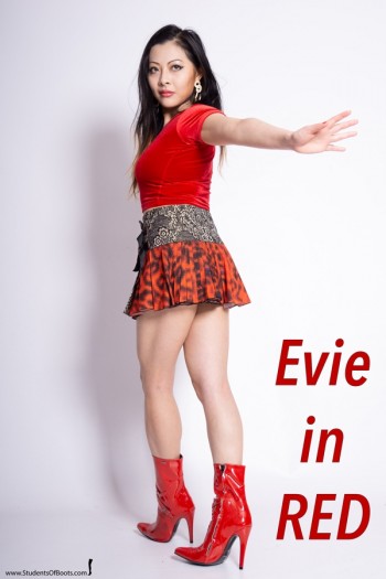 Evie in red