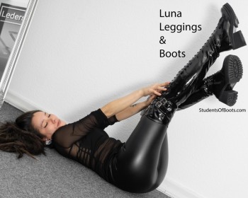 Luna in leggings and boots photoshoot