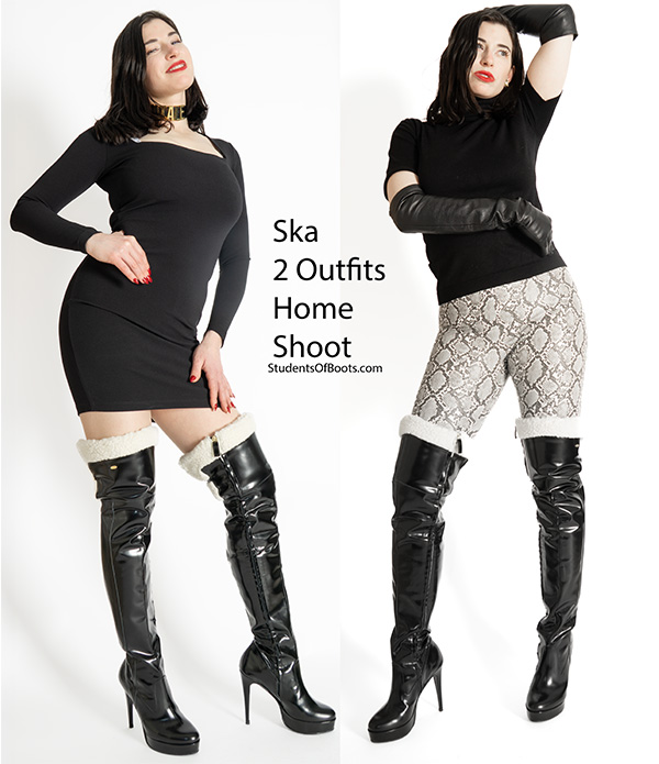 SKA BLACK BOOTS 2 OUTFITS HOME SHOOT